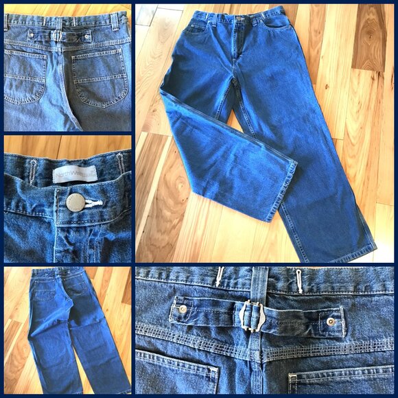 North West Blue Cinch-Back Jeans, Vintage 80s High Waisted Blue Jeans, Size 16 - Picture 10 of 10